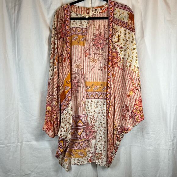 Anthropologie floral boho mixed print patchwork kimono - Picture 1 of 6